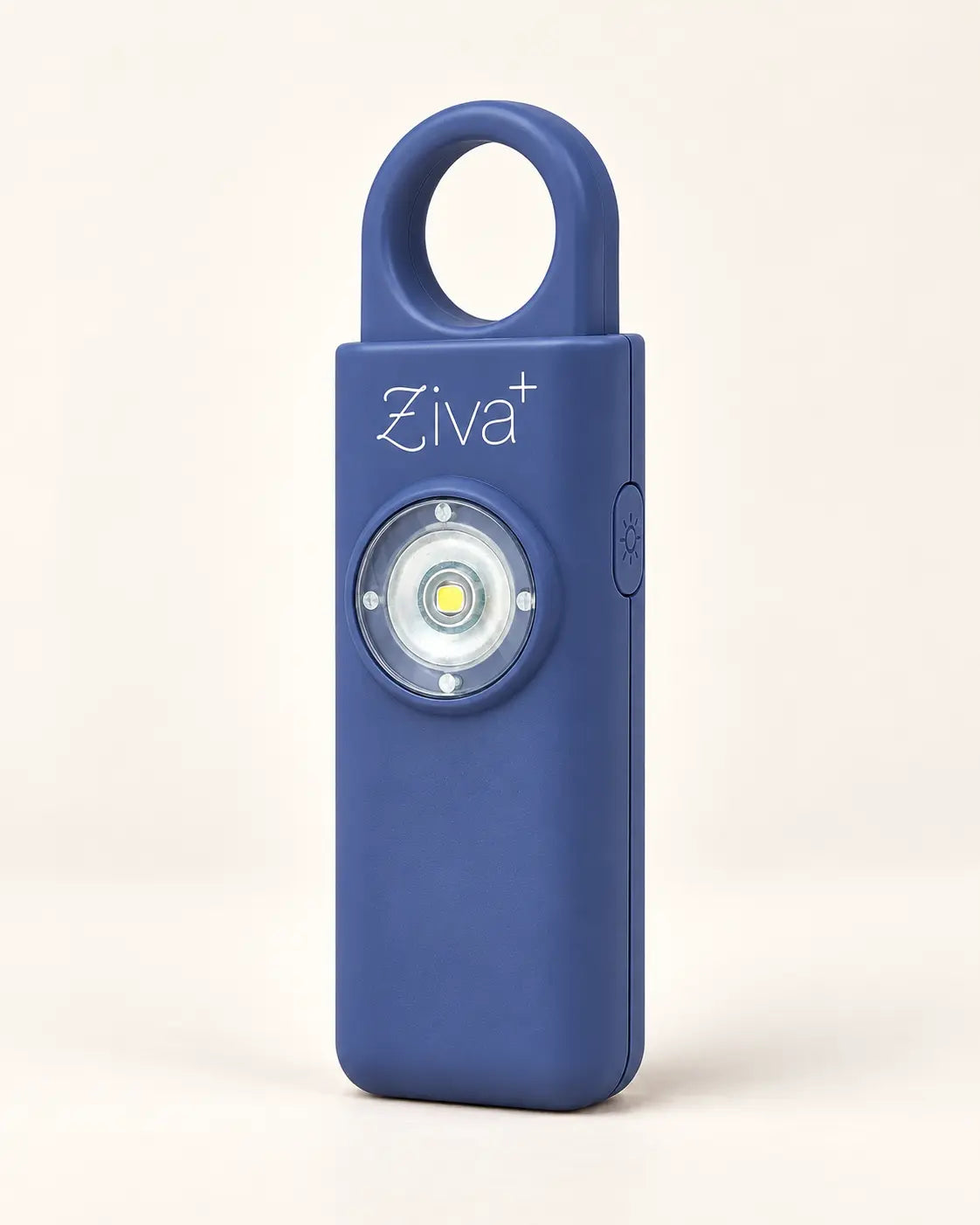 Ziva+ SOS Safety Alarm in navy blue, front view